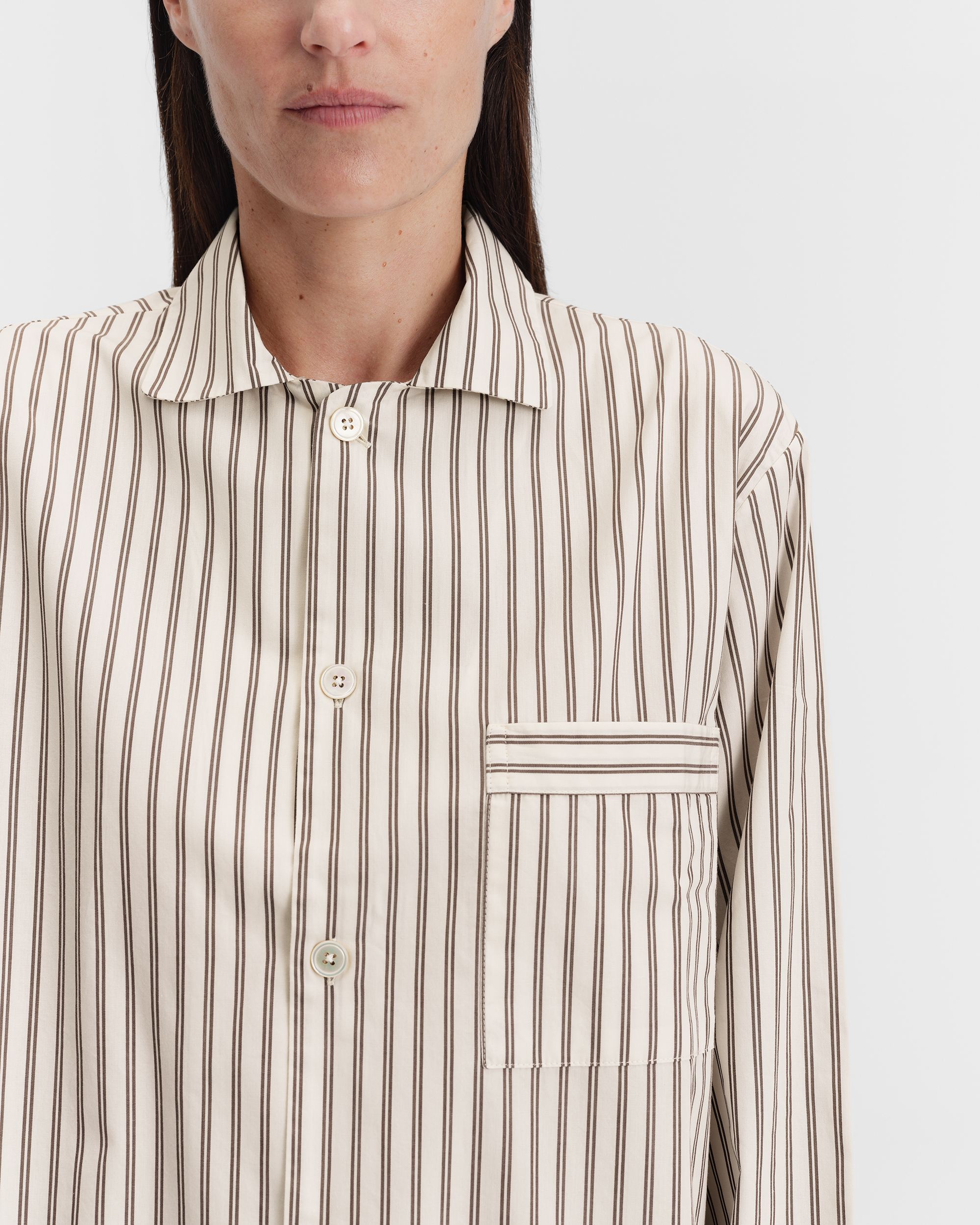 Poplin pyjamas – long-sleeved shirt – Hopper Stripes | Tekla