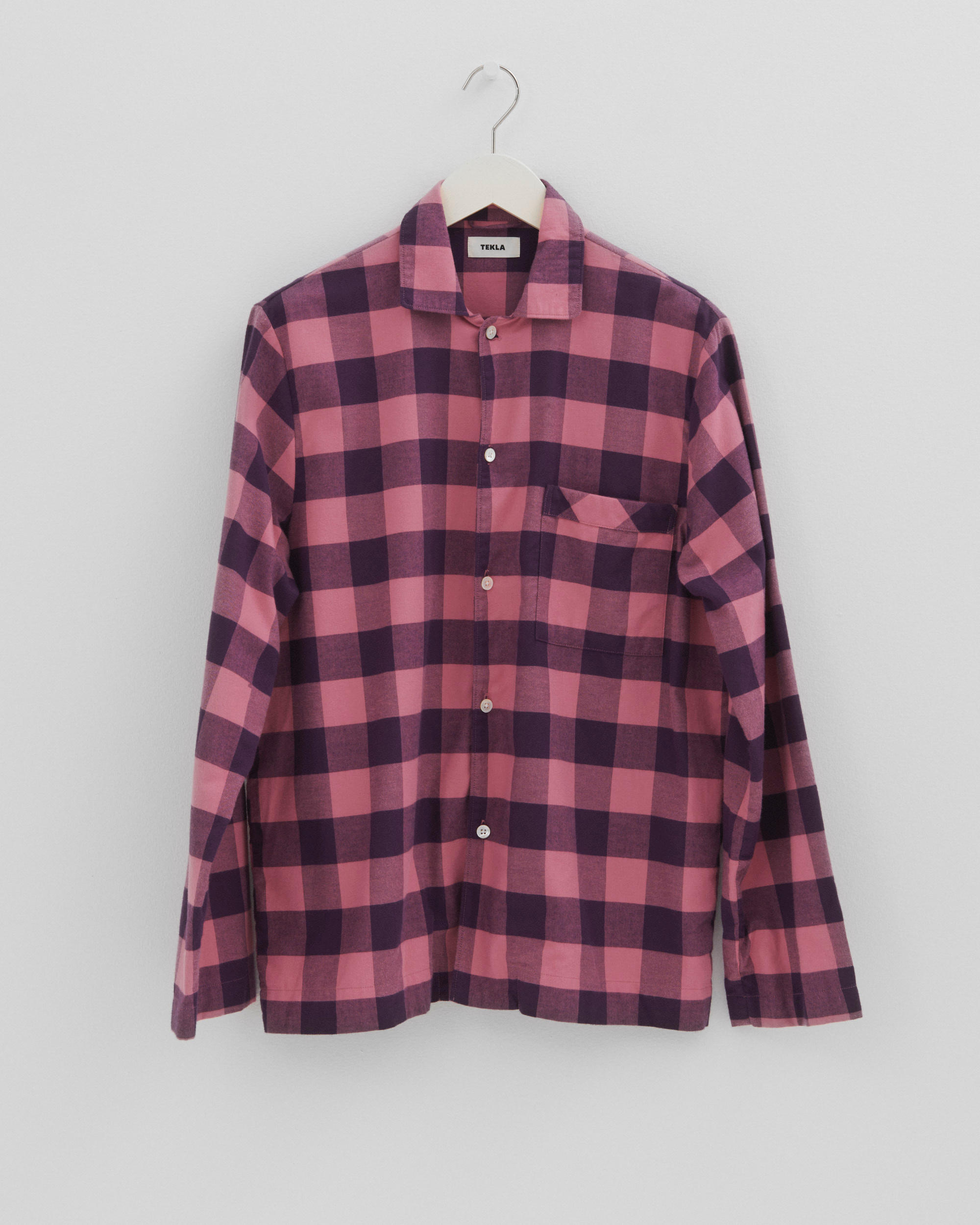 Flannel pyjamas – long-sleeved shirt – Pink Gingham