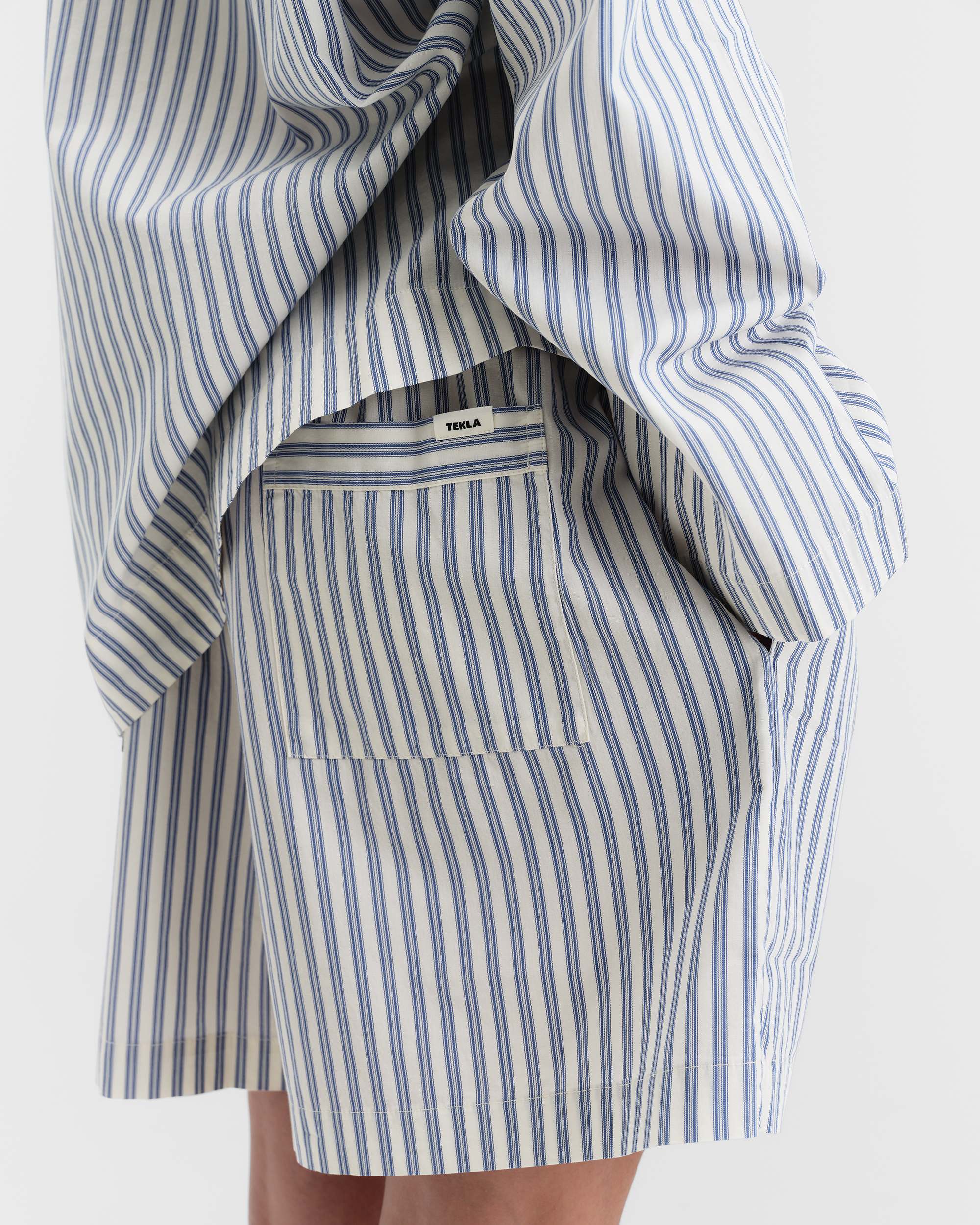Poplin pyjamas – shorts – Skagen Stripes | Tekla Fabrics