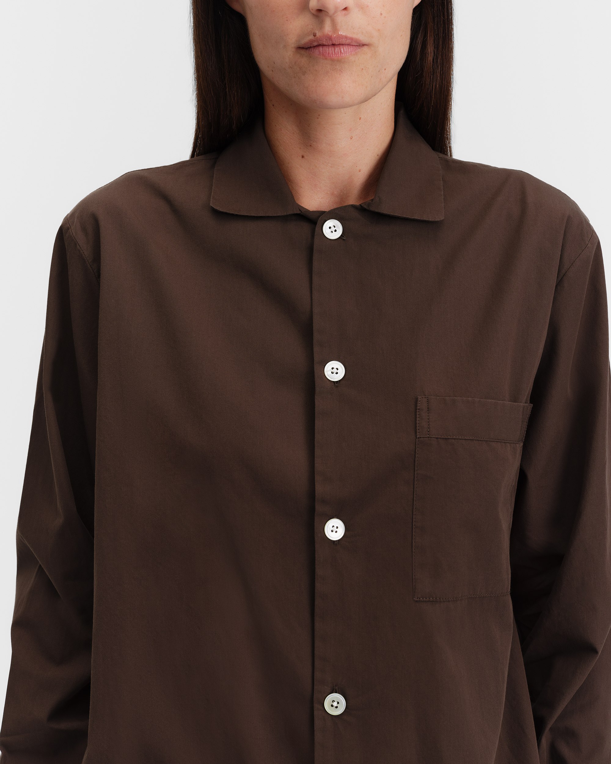 インナー・ルームウェアその他 TEKLA UNDERWEAR (POPLINPYJAMASSHIRT COFFEE) Poplin pyjamas – long-sleeved shirt – Coffee | Tekla Fabrics