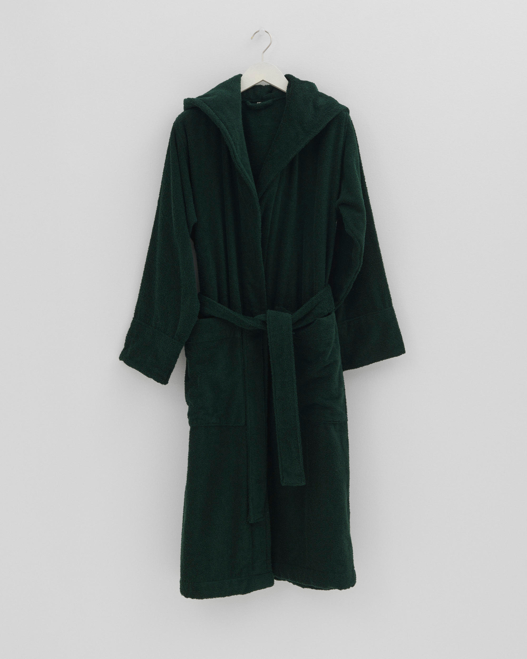 Hooded bathrobe – solid – Forest Green