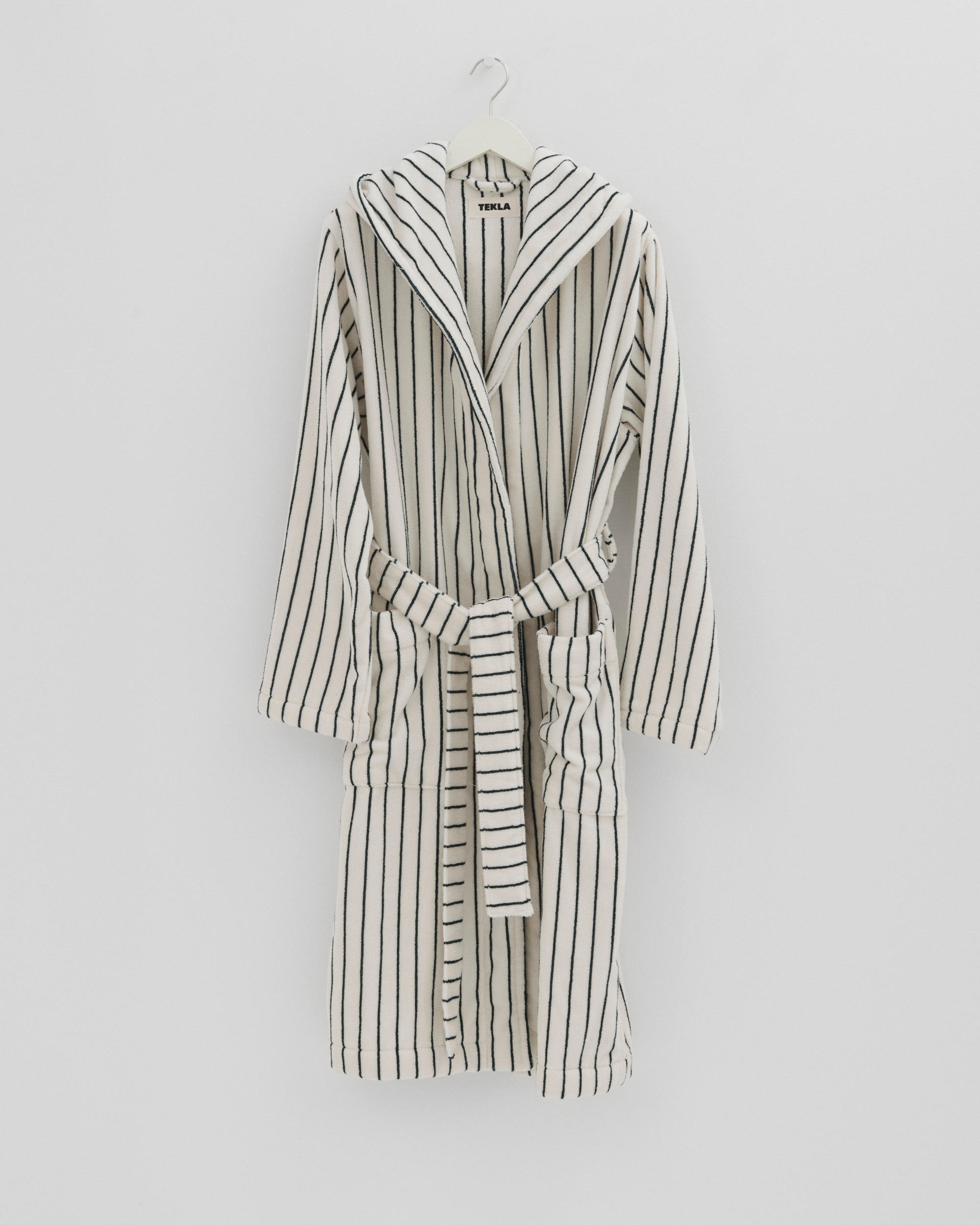 Hooded bathrobe – striped – Racing Green Stripes