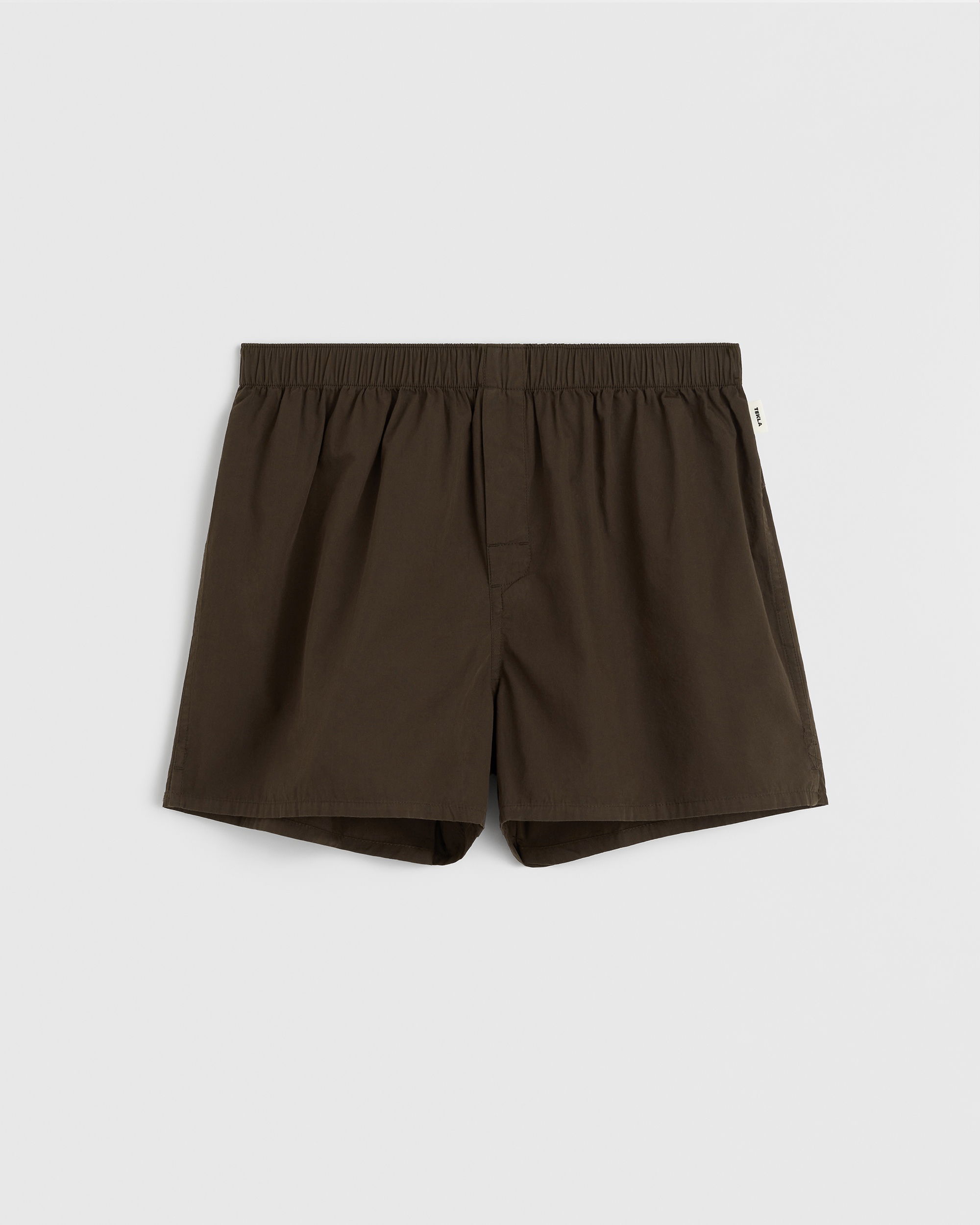 Poplin pyjamas – shorts – Coffee | Tekla Fabrics