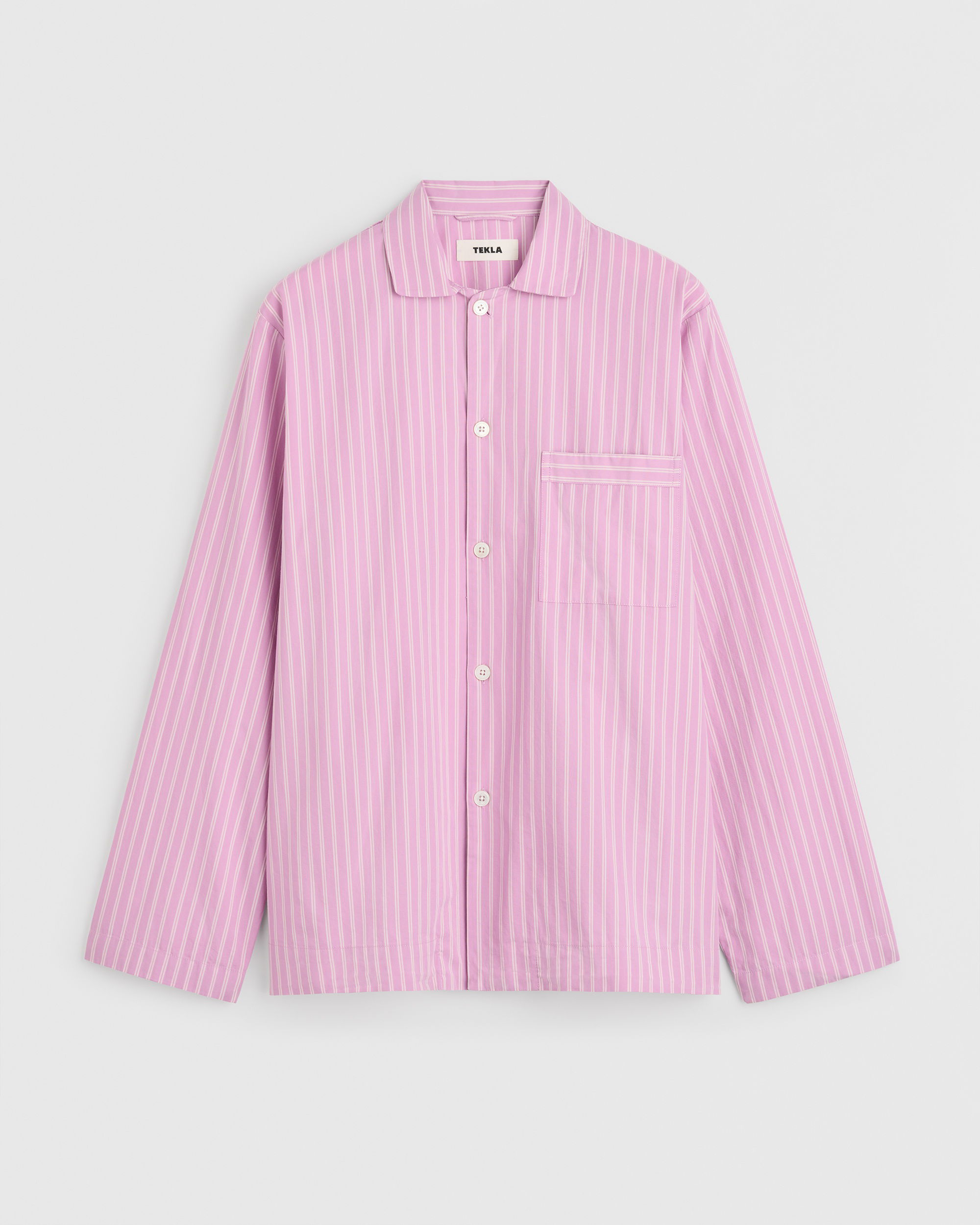 Tekla - Poplin Pyjamas Short Sleeve Shirt in Lido Stripes – Stoy