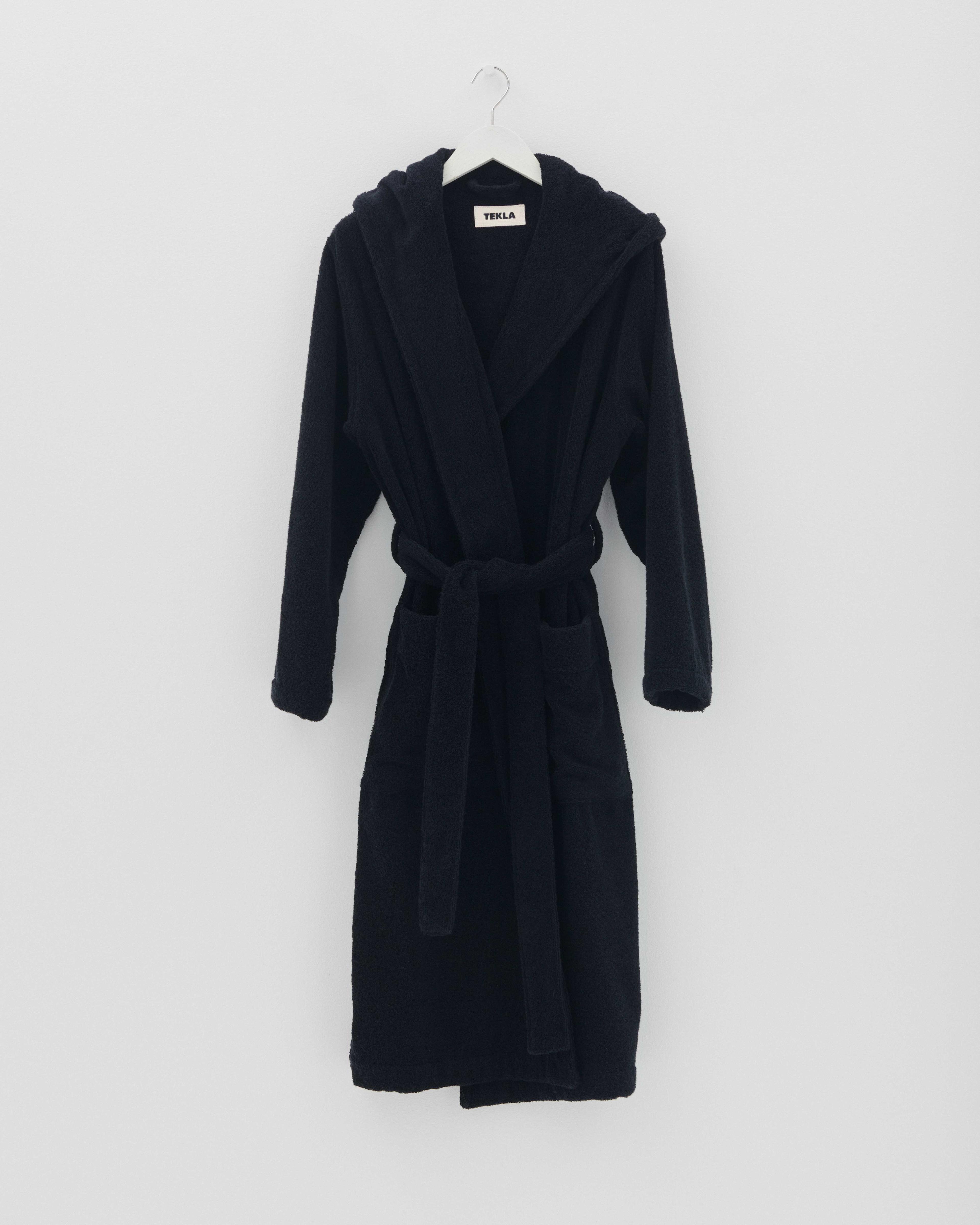 Hooded Bathrobe - Solid - Black