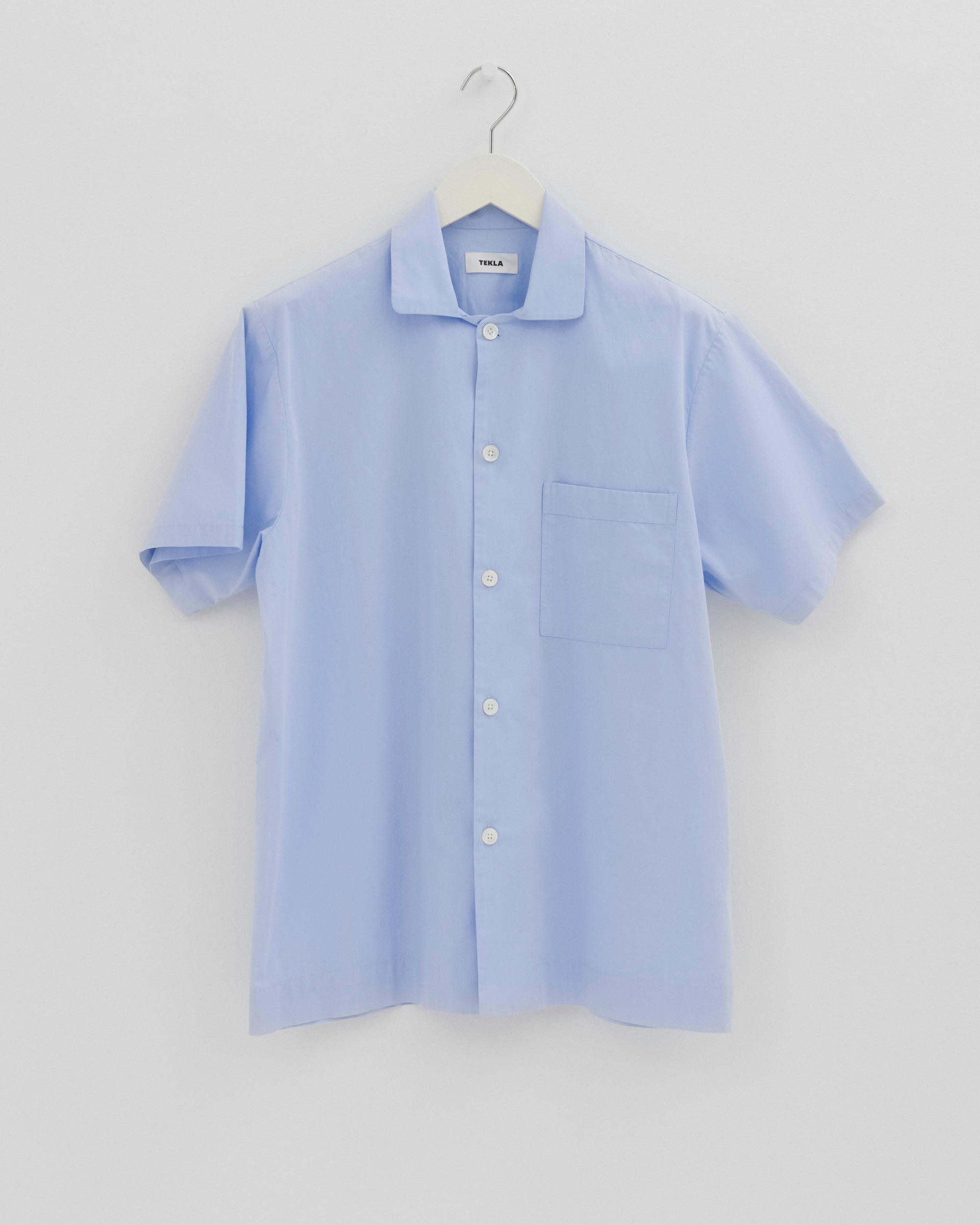 Poplin pyjamas – short-sleeved shirt – Shirt Blue