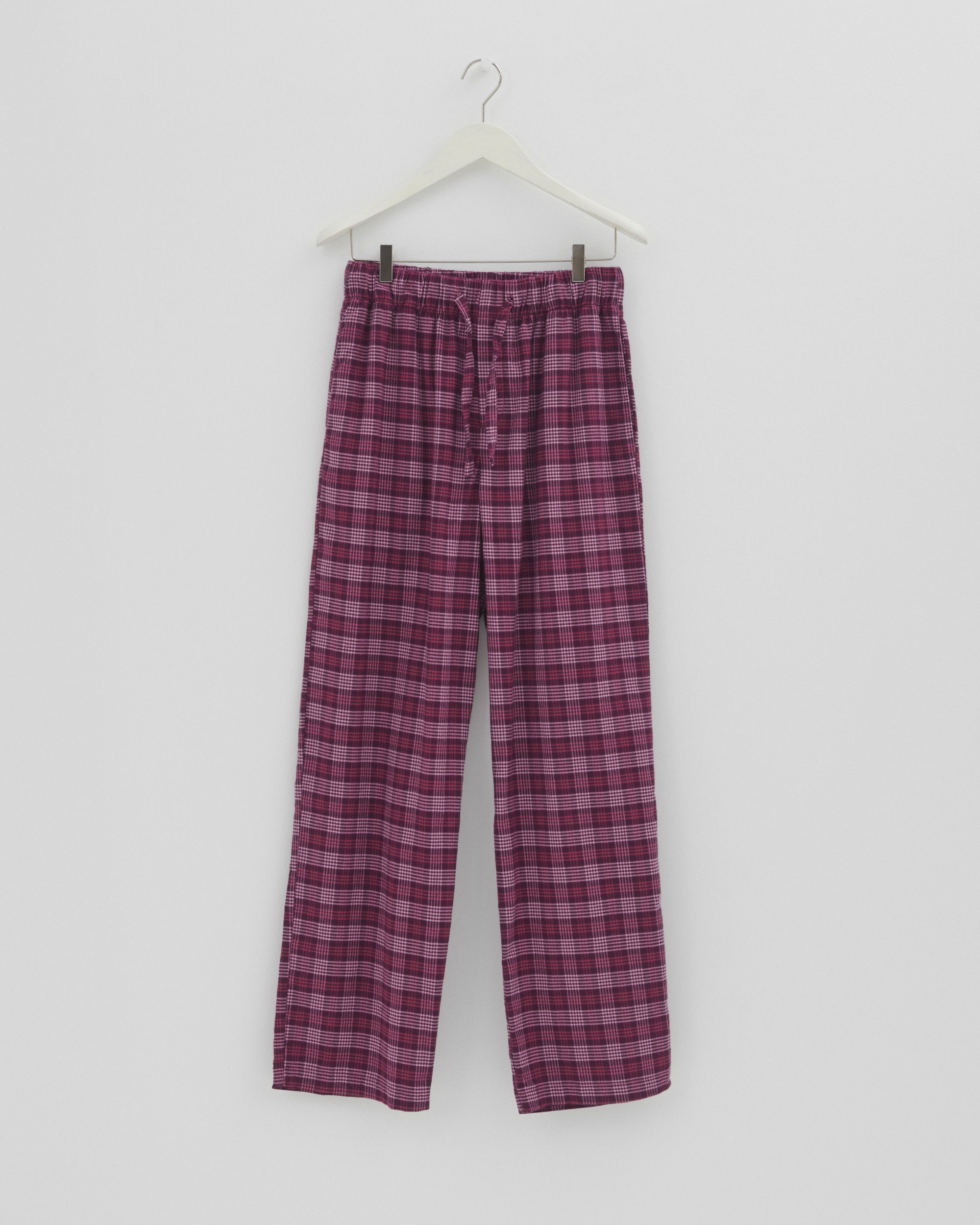 Flannel pyjamas – pants – Pink Gingham | Tekla Fabrics