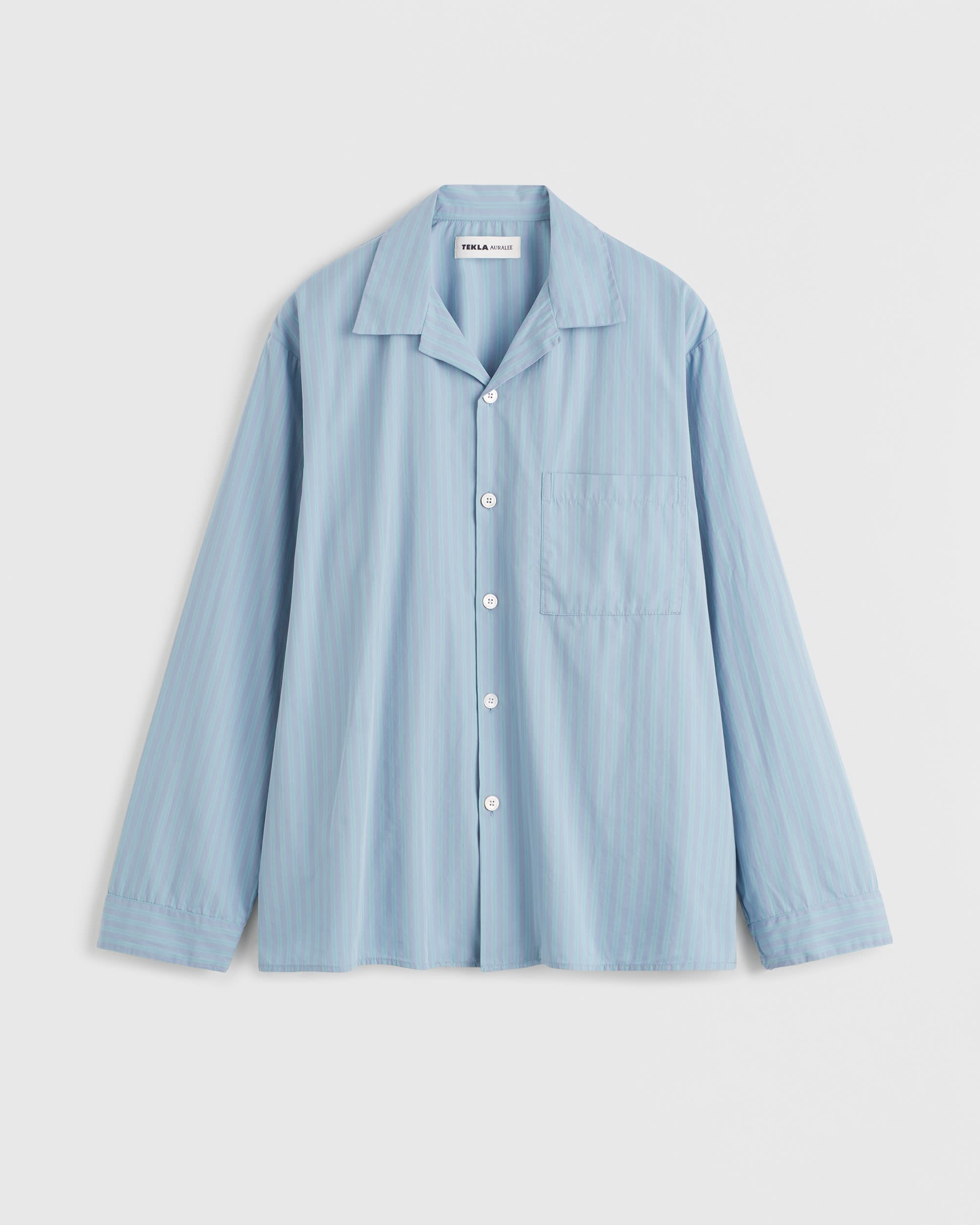 Poplin pyjamas – long-sleeved shirt – Mist Stripes