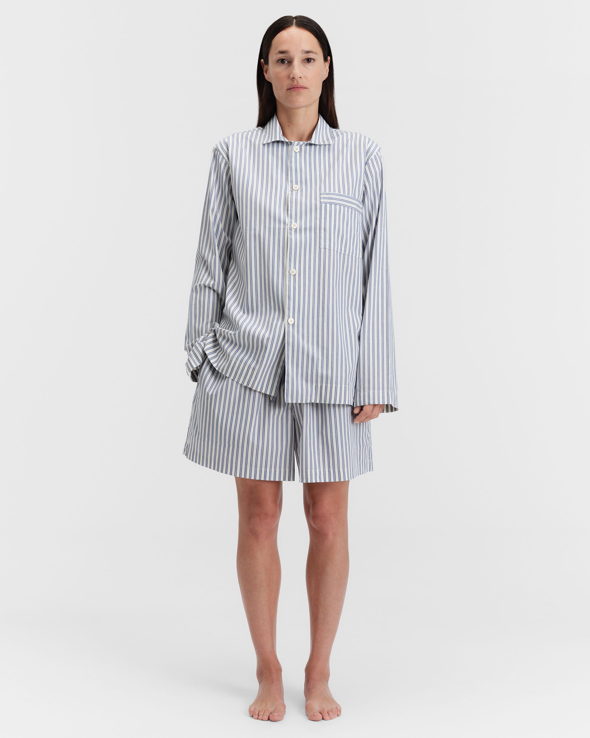 Poplin pyjamas – shorts – Skagen Stripes | Tekla Fabrics