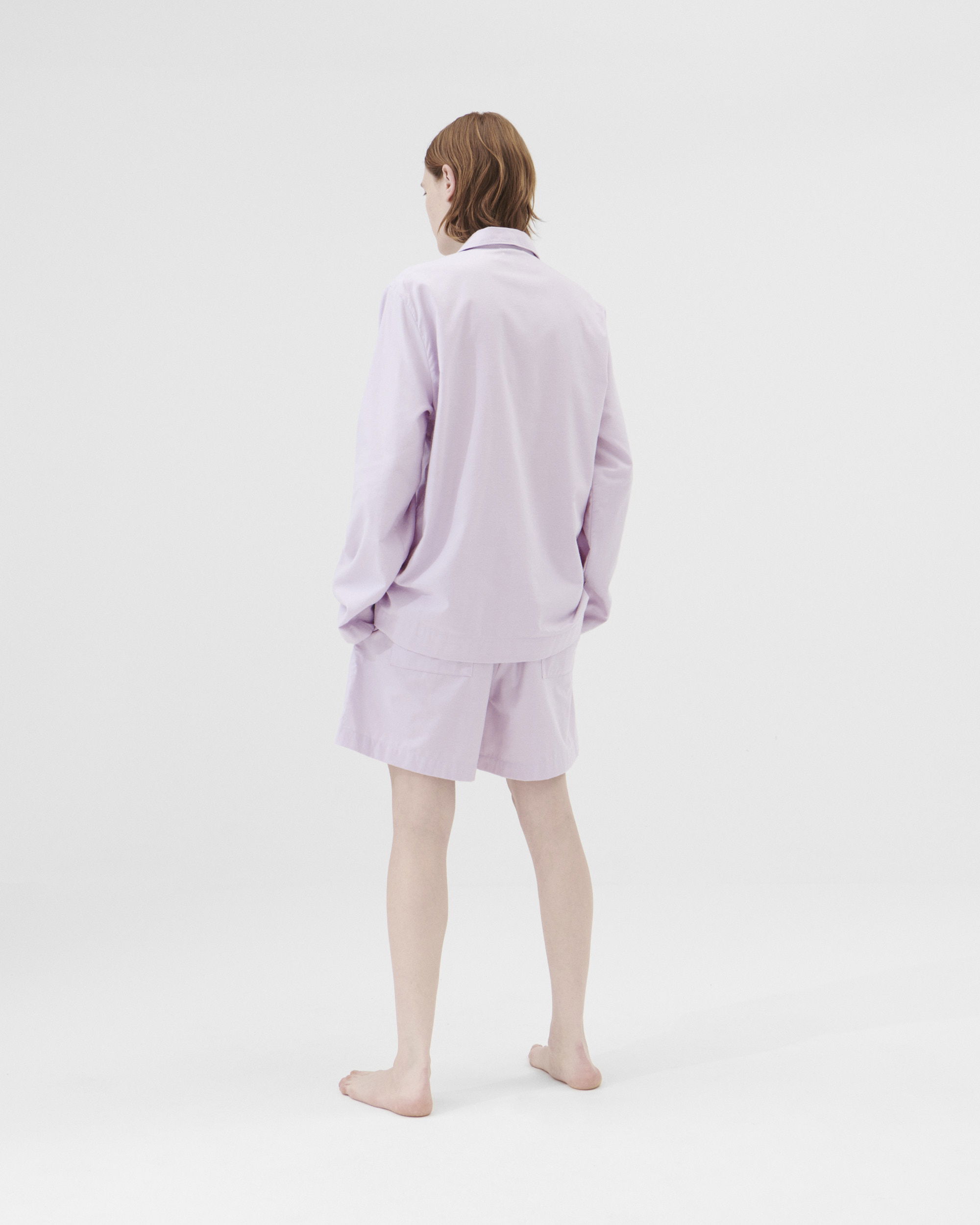 Flannel pyjamas – shorts – Lilac | Tekla Fabrics