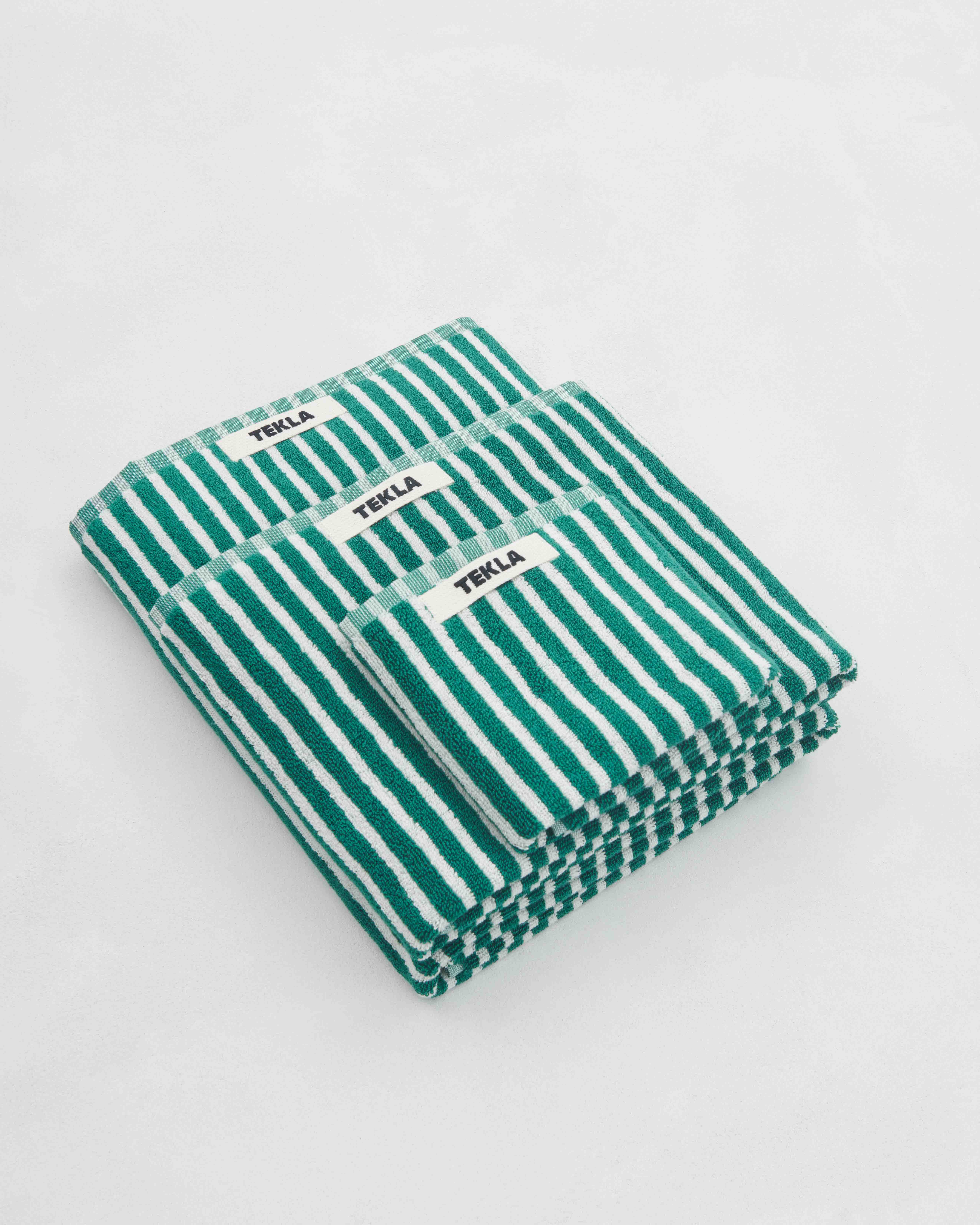 Terry towel - Teal Green Stripes | Tekla Fabrics