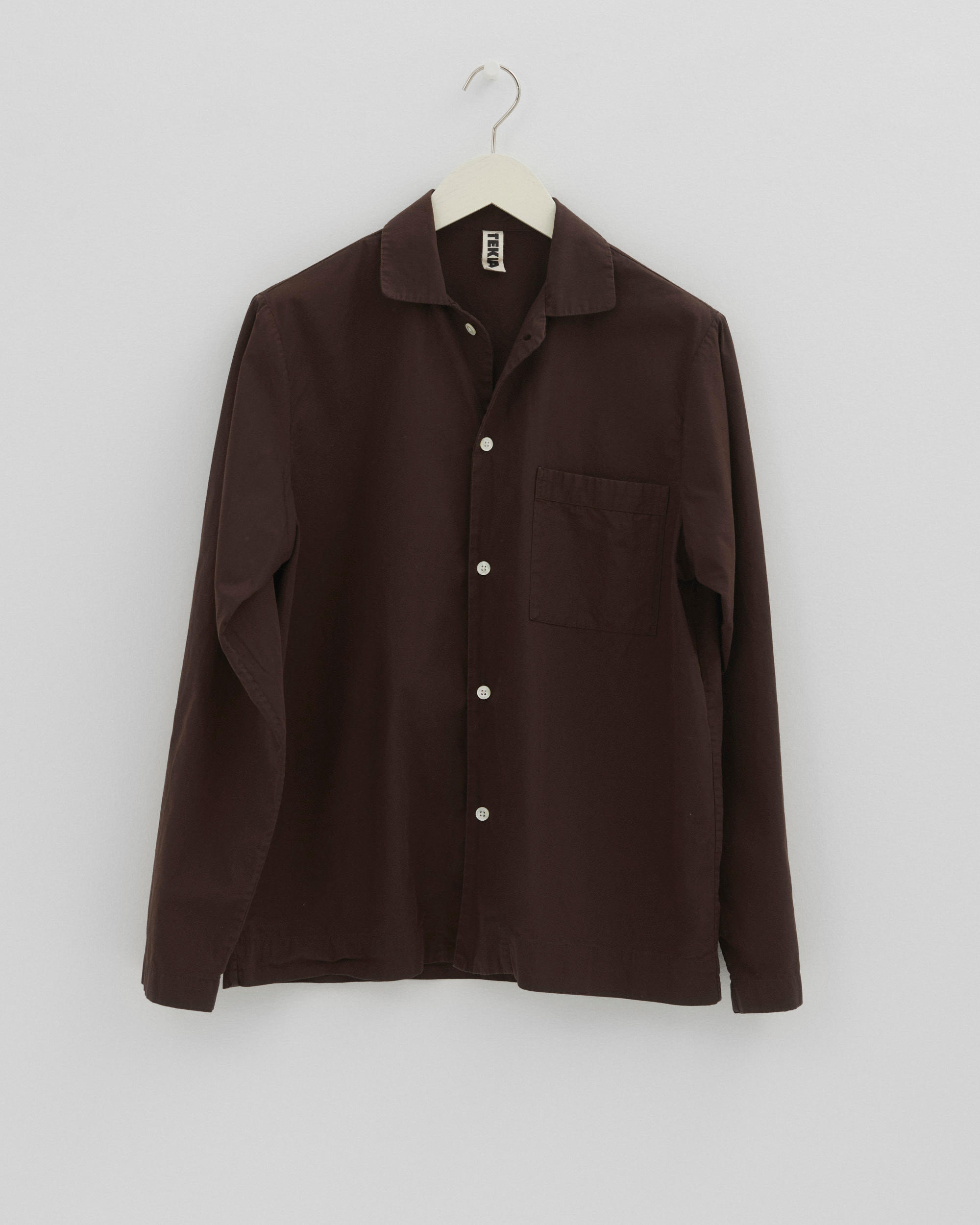 Poplin pyjamas – long-sleeved shirt – Coffee