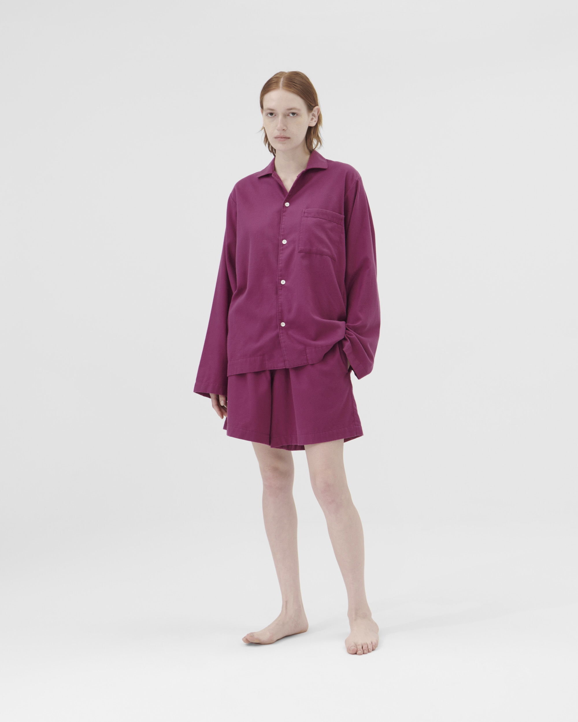 Flannel pyjamas – shorts – Grape | Tekla Fabrics